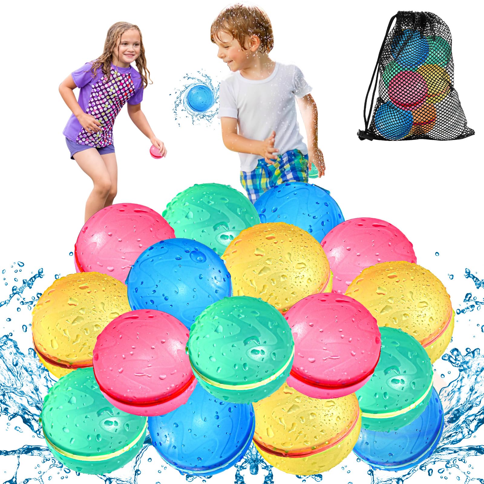 KOKODI Wasserbomben Wiederverwendbar, Silikon Schnellfüllen & Selbstverschließen Wasserbomben Magnetisch für Kinder & Erwachsene, Wasserspielzeuge für Sommer Schlachtspaß