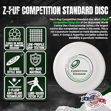Hyperflite Z-Pup Competition Standard Dog Disc, White, 7.25 in (77g)