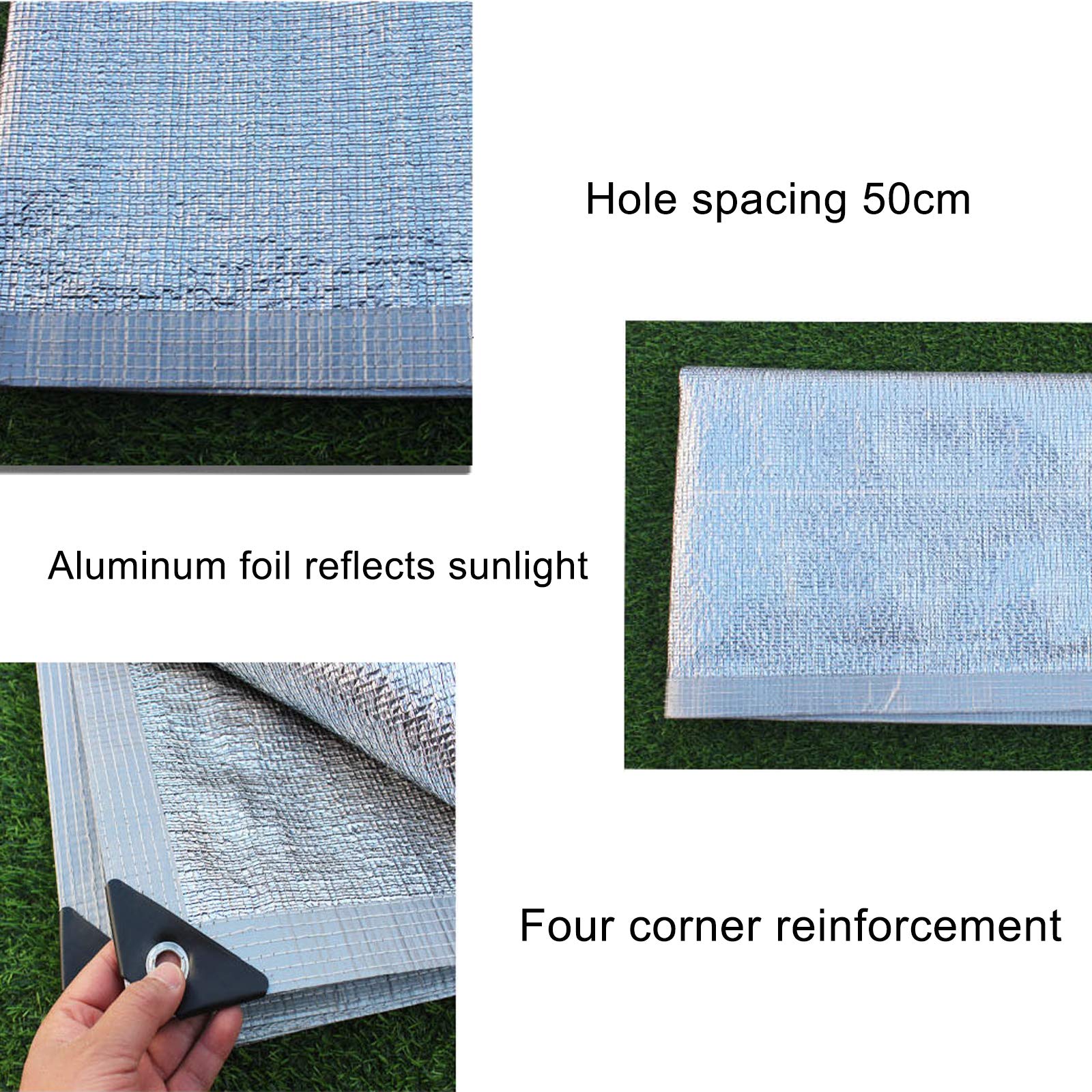Rete Ombreggiante Decorativa per Esterni,Argento,Telo Coprente per Serra,Rete Telo Ombra in Alluminio Riflettente 99%,Tessuto Ombra per Giardino Fiori Balcone,Antivento (2x5m)