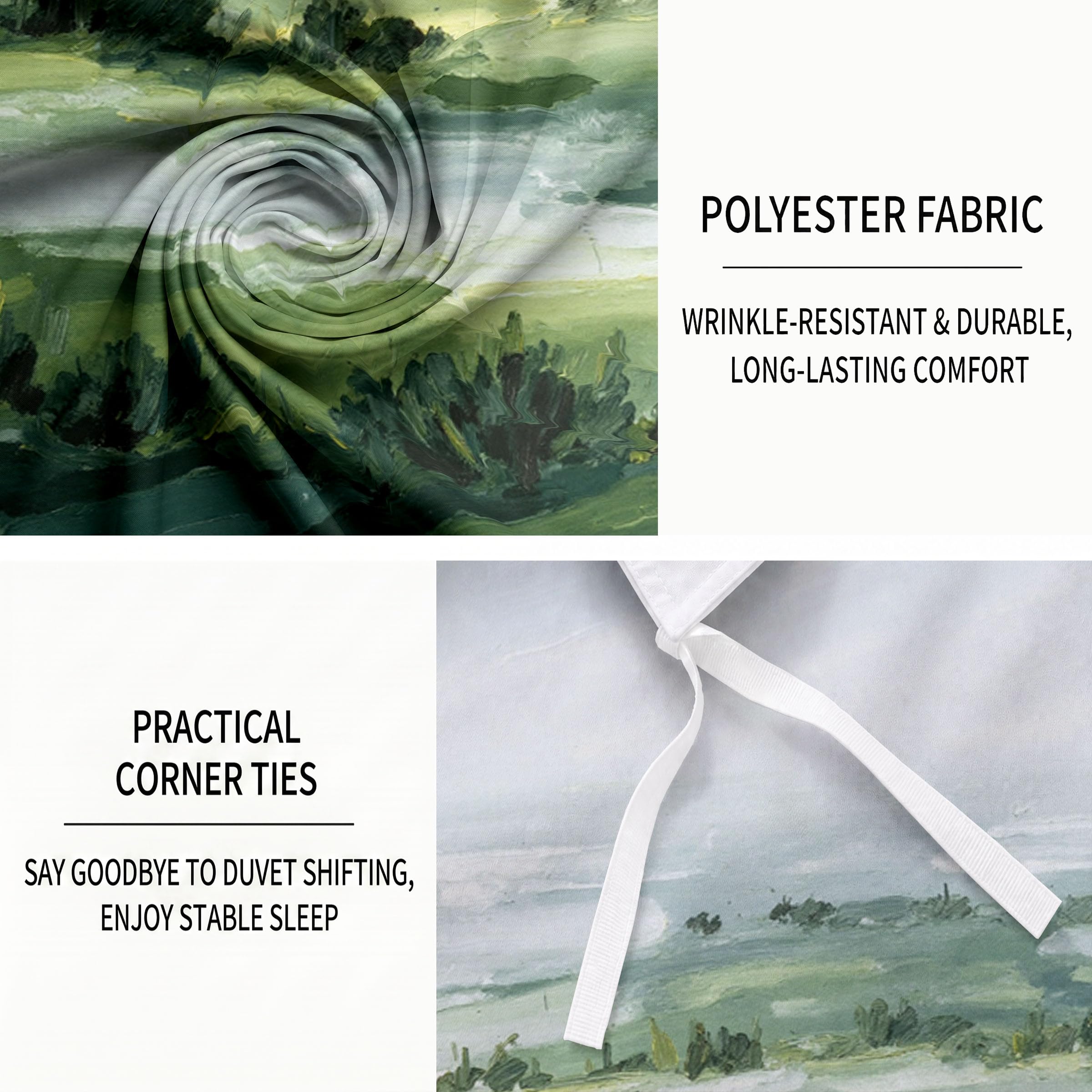 Bettwäsche 155x220cm Abstrakt Landschaft Feuchtgebiete Sträucher | Bettbezug 3teilig Weiche Allergiker Microfaser Bettwäsche-Sets, Deckenbezug mit Reißverschluss und 2 Kissenbezüge 80x80cm