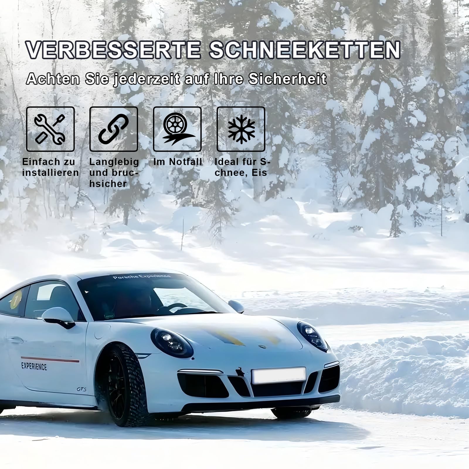 Schneeketten, 8 Stück Notfall Abschlepp Assistent Schneeketten, Universelle Tragbare Sicherheits Reifen Ketten für Auto/SUV/LKW (Reifenbreite 195–235 mm)
