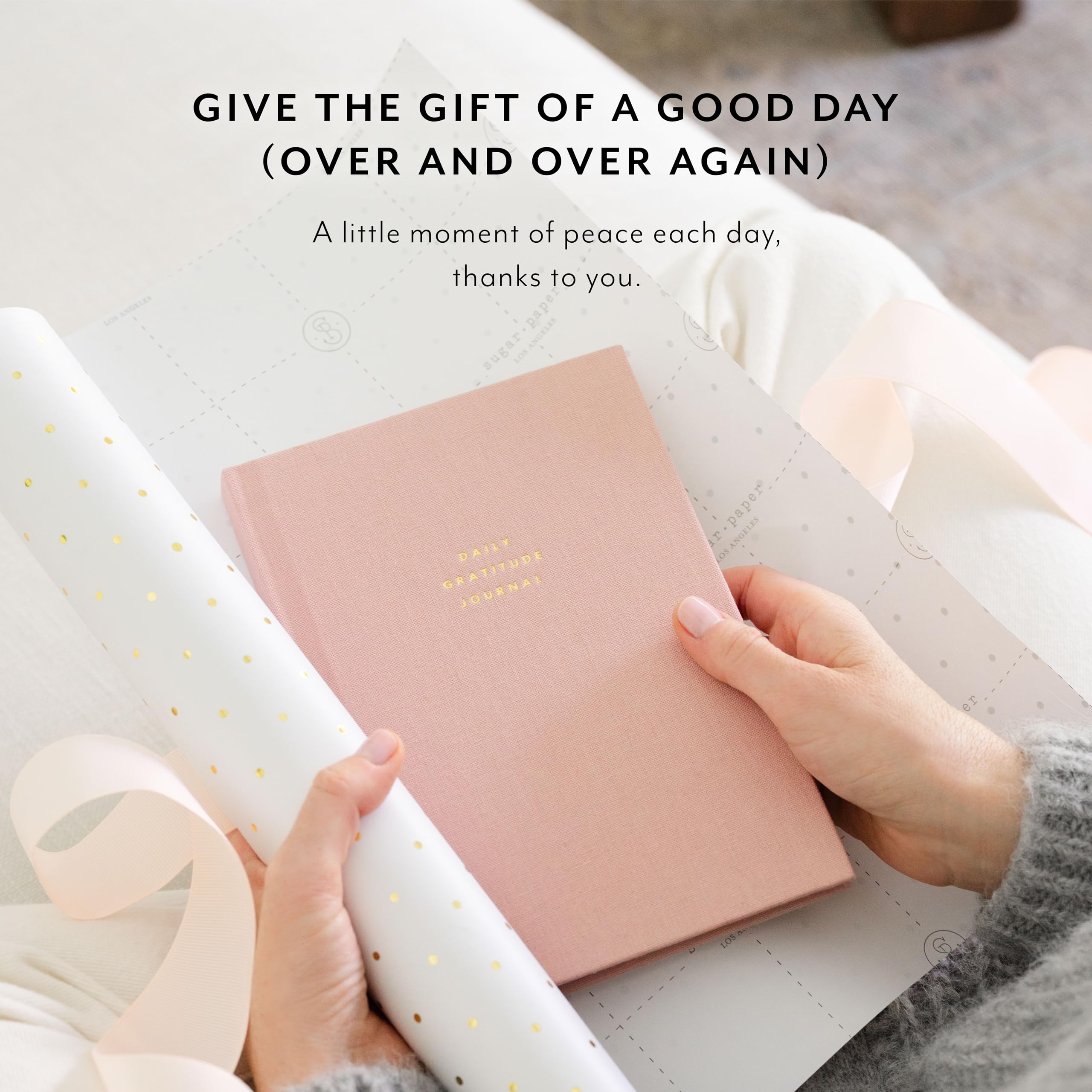 Sugar Paper Diario de gratitud, diario de gratitud guiado con indicaciones para mujeres y hombres, diario de 5 minutos para cuidado personal, atención plena y reflexión, 5.5 x 8 pulgadas, salvia