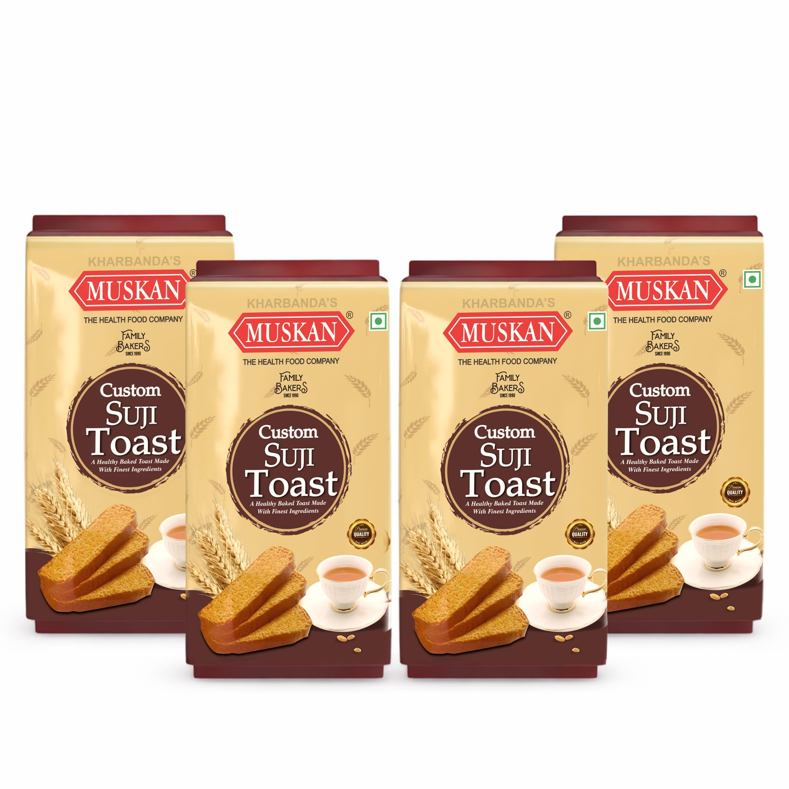 Custom Suji Rusks (Pack Of 4, 400g Each) Handmade Healthy Toasts, Delicious & Crunchy Semolina Rusk, Tea Time Healthy Snacks, Ready to Eat Breakfast