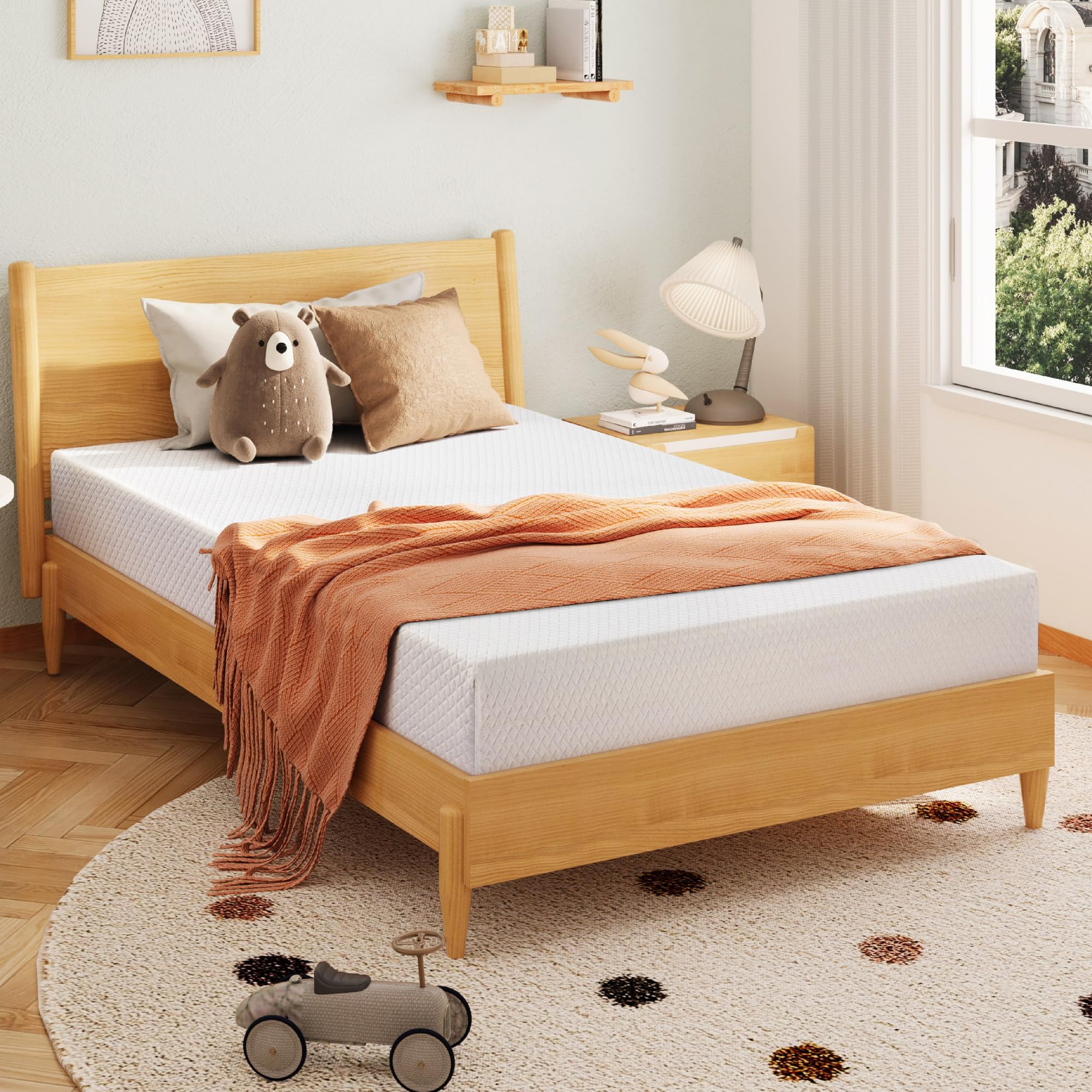 EGOHOME 8 Inch Double Bed Mattress for Kids, Memory Foam with Cooling Gel Green Tea, Floor Mattress for Pressure Relief in One Box, Feeling