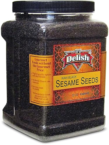 Semillas enteras de sésamo negro por Its Delish, tarro jumbo de 2 libras | Semilla de sésamo negro entera natural y kosher para sushi, bagels,