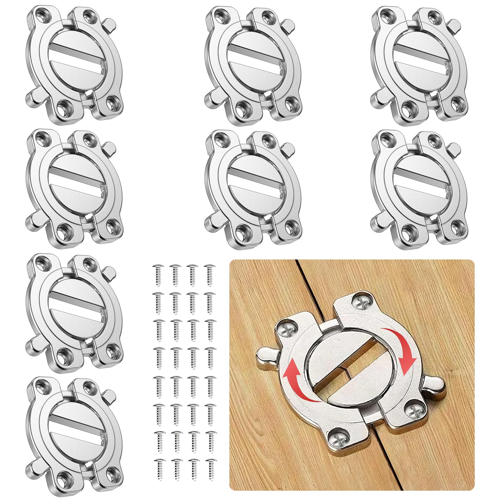 Paquete de 8 conectores de hebilla de mesa de aleación de zinc, accesorios de aleación de zinc resistente, con tornillos (bloqueo de mesa, 8 piezas)