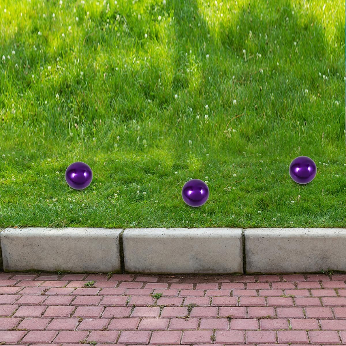 Garneck 2pcs Stainless Steel Gazing Spheres Reflective Garden Balls Purple Mirror Polished 150mm Outdoor Patio Decorative Sculptures