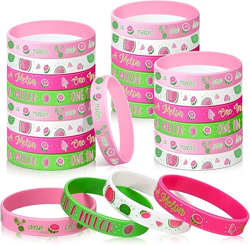 Capoda 24 piezas de decoraciones de fiesta One In a Melon, pulseras de silicona para el primer cumpleaños con temática de sandía, para fiesta de