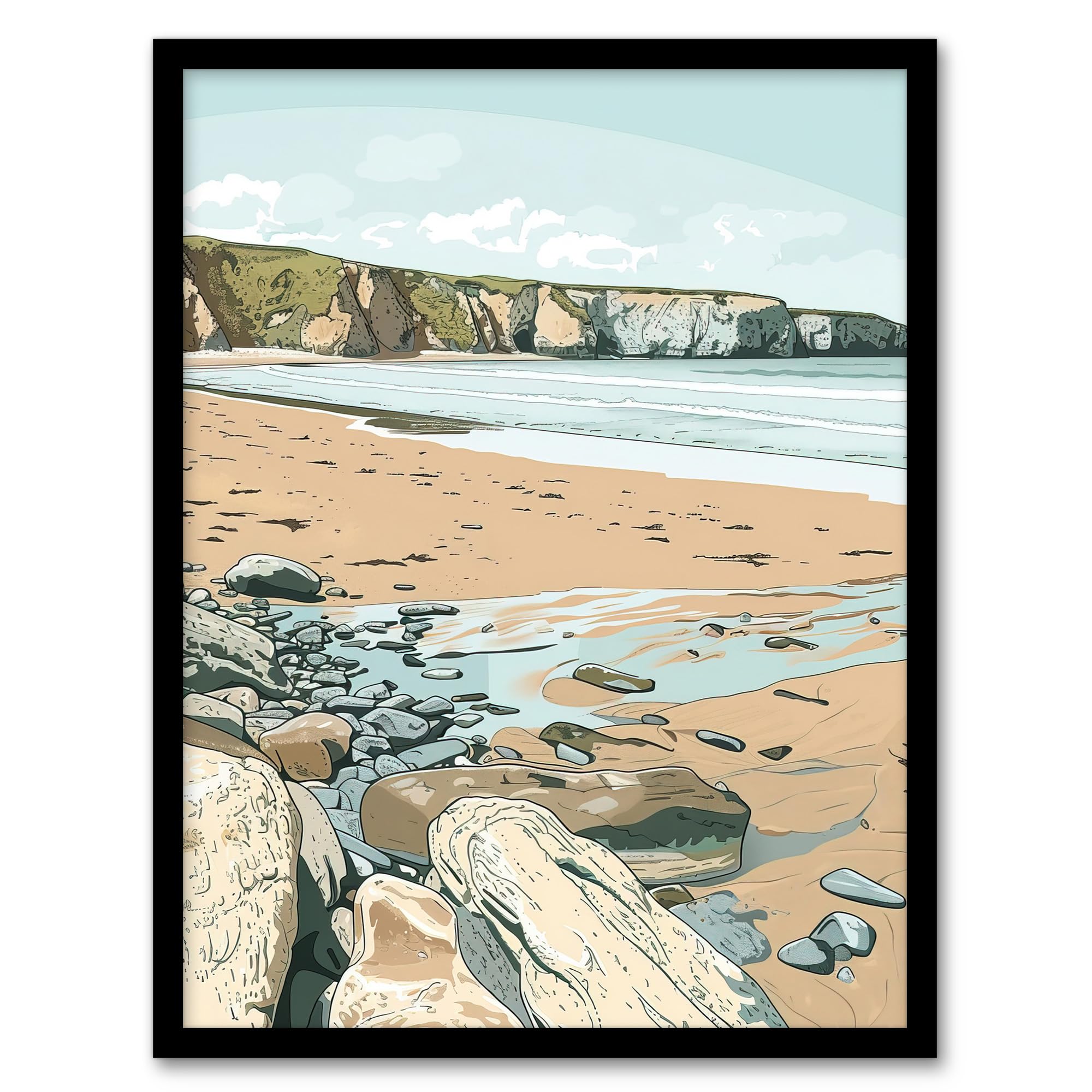 Artery8 Barafundle Bay Coastal Seaside Wales Uk Beach Wall Art PrintA4 Size from B&Q