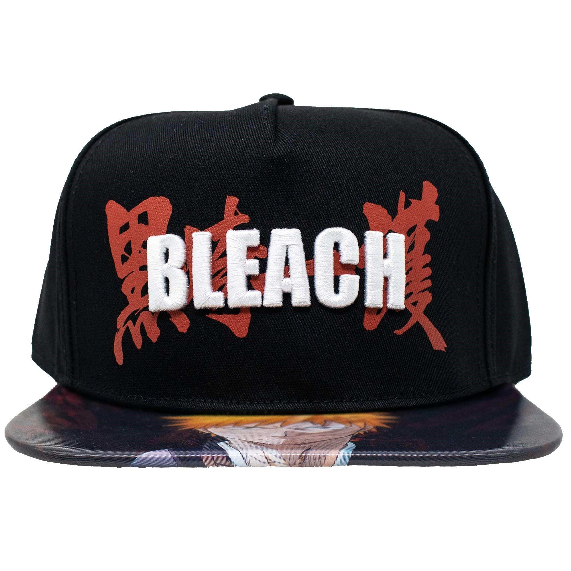 RIPPLE JUNCTION BLEACH SNAP BACK HAT ICHIGO KUROSAKI 렌티큘러 플랫 빌 3D 자수 애니메이션  로고 공식 라이선스-Freehip.co.kr