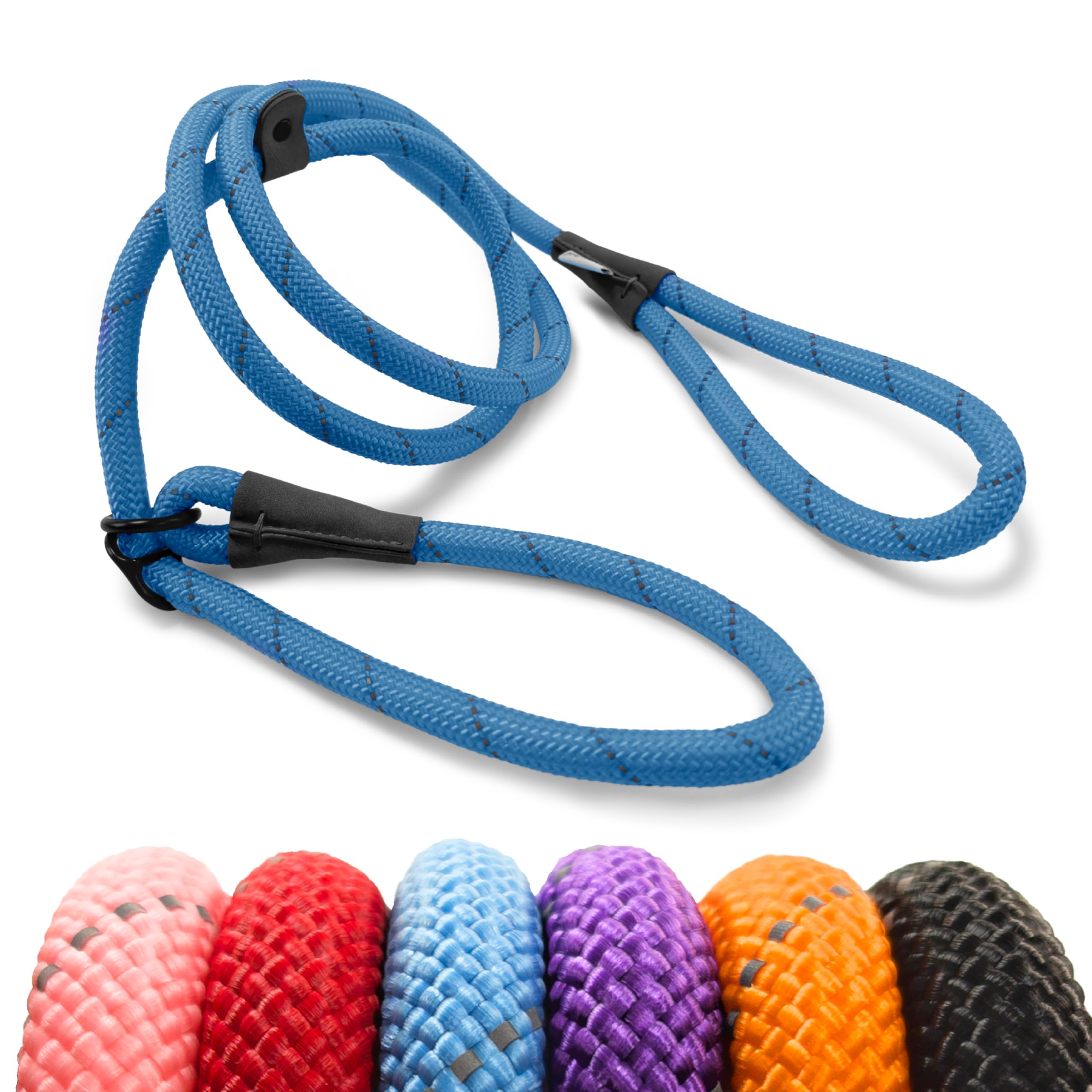 HugglePets Advanced 2-in-1 Reflective Dog Slip Lead & Head Halter - Blue (180cm) Strong Rope Dog Lead with High Visibility Reflective Material & Figure 8 Configuration for Dogs up to 50kg โ image 1