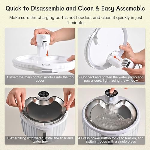 Miniatura 9 de Fuente de agua inalámbrica para gatos, fuente de agua automática para mascotas de 95 onzas  2.8 L para gatos en interiores, fuente de agua para