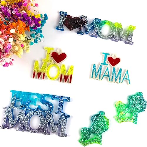 Miniatura 5 de JHYlilia Juego de 75 moldes de resina para pendientes de corazón de amor para el día de la madre el día de San Valentín molde de epoxi de silicona