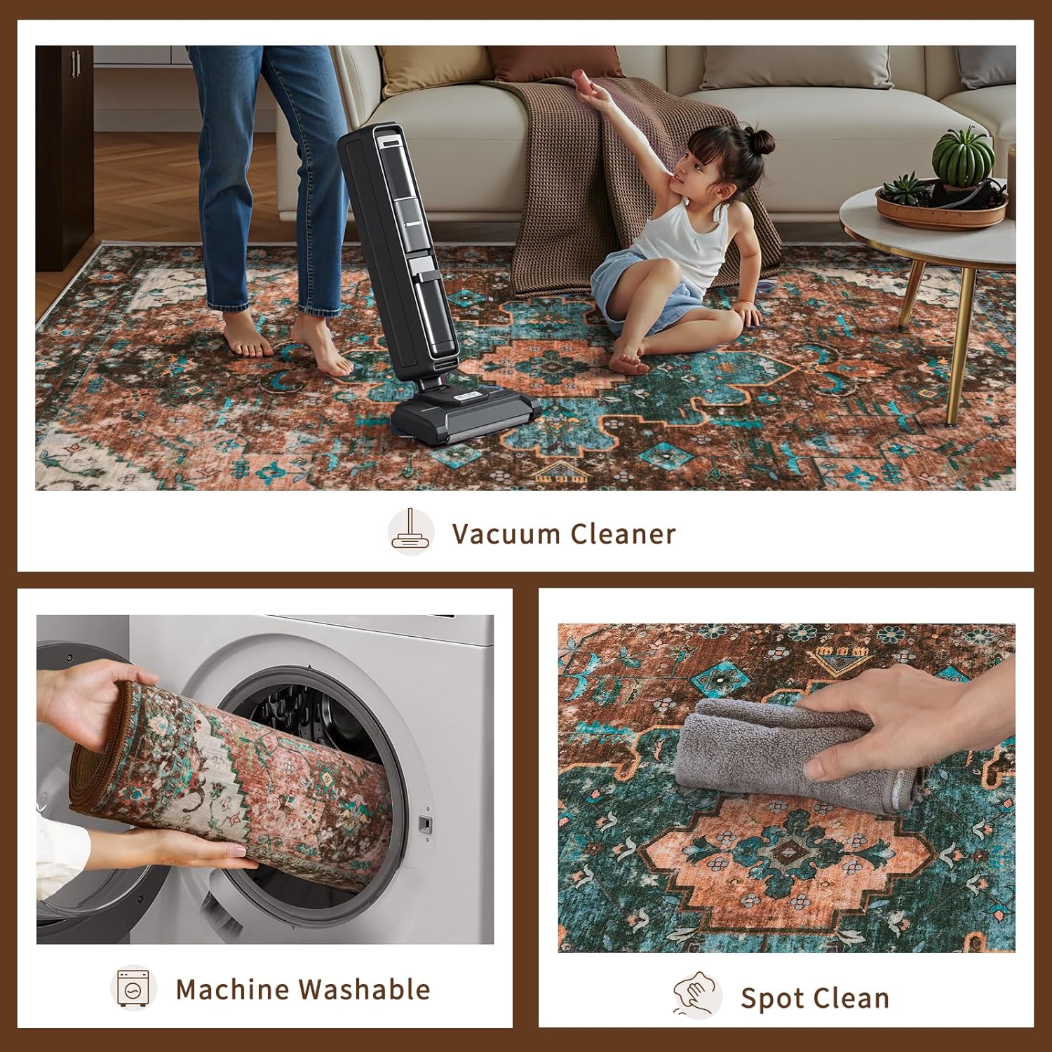 Ciicool Washable Runners Area Rug for Hallways, Ultra Soft 2'6 "x8' ft Boho Print Non-Slip Vintage Oriental Medallion Long Carpet for Kitchen Bedroom Laundry Bathroom - Image 2