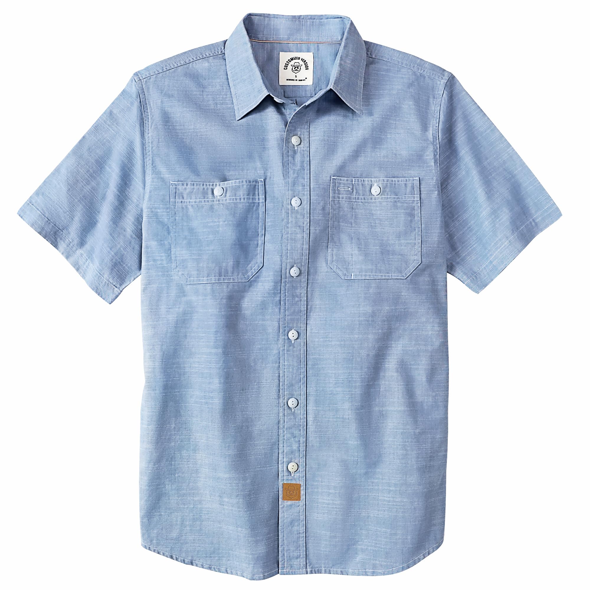 Dubinik® Short Sleeve Shirt Men's Regular Fit Casual Shirt Comfort Breathable Work Shirt Chambray Shirt Men