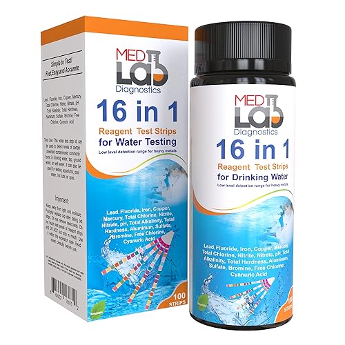 Kit de prueba de agua potable 16 en 1, 100 cnt. Prueba de calidad del agua en el hogar para agua del grifo, piscina, spa. Tiras para dureza del