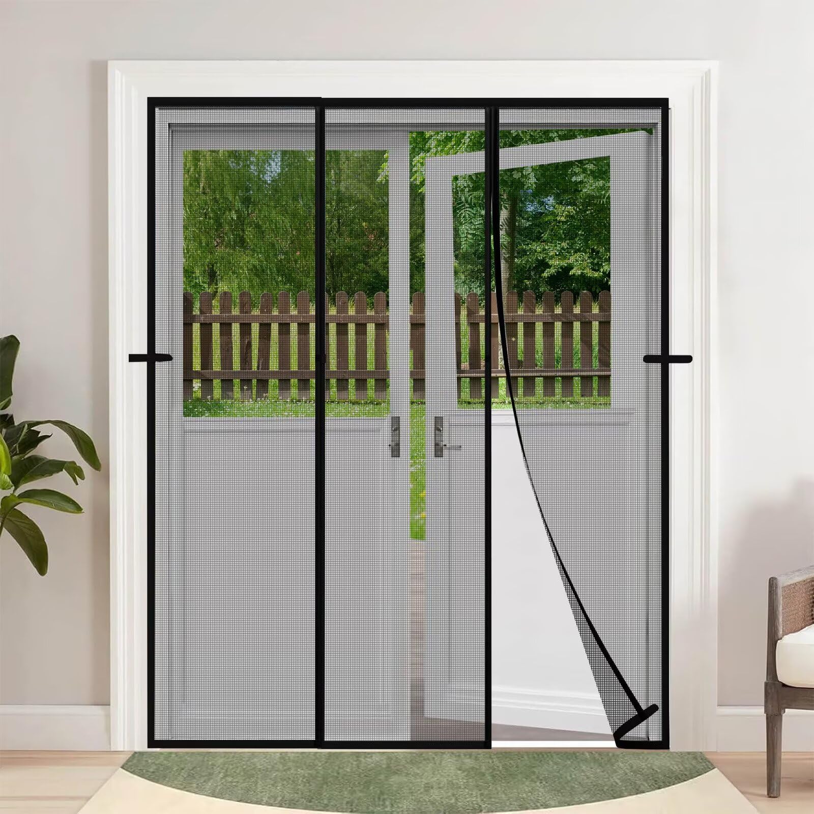 Fliegengitter Tür Magnet 175x270cm Schwarz DIY Insektenschutz Magnetfenster, Insektenschutzgitter ohne Bohren für Küche/Wohnzimmer/Schlafzimmer