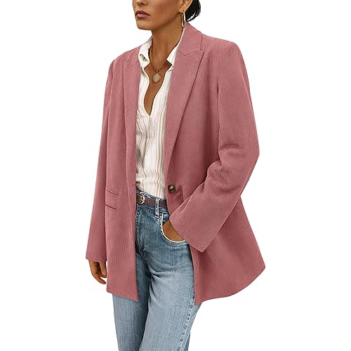 PRETTYGARDEN Women's Winter Corduroy Blazers Jackets Dressy Casual Ribbed Long Sleeve Lapel Fashion Work Business Outerwear