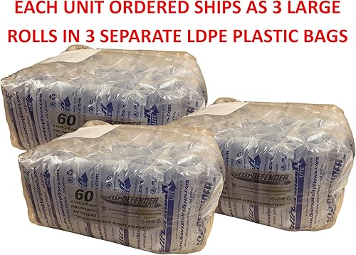 Miniatura 2 de 165 almohadas de aire airDEFENDER de 4 x 8 pulgadas de 20 galones, 2.66 pies cúbicos, relleno vacío, paquete de embalaje de embalaje