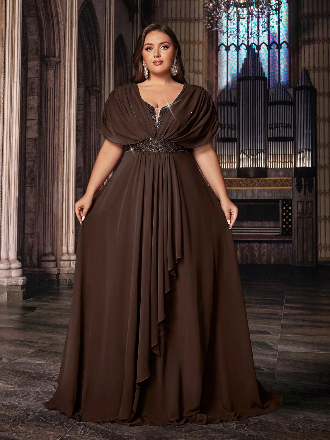 Women's Plus Size Wedding Guest Summer Maxi Elegant Sequin Bridesmaid Dresses A line Long Evening Party Cocktail Gown - Image 3