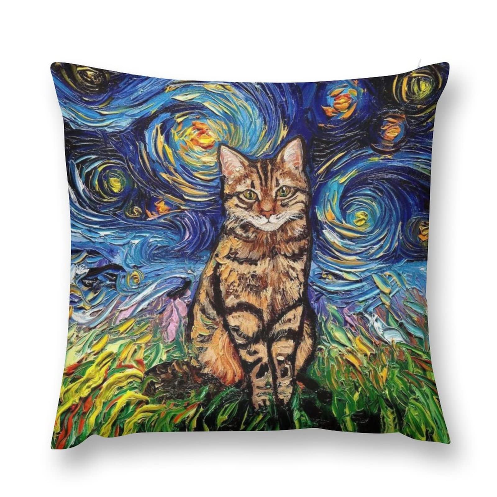 Abstract Cat Throw Pillow Cover 16 "x16 Funny Cat ...
