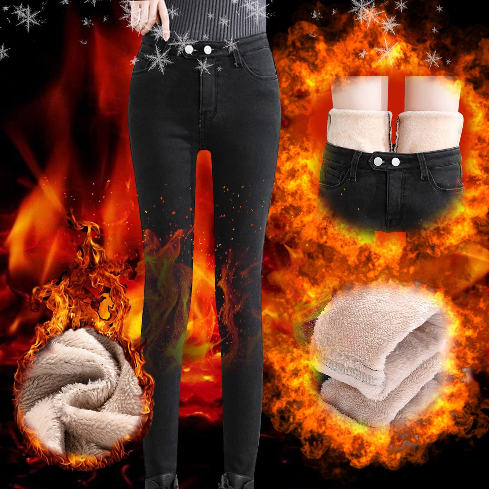 Doublure Épais en Laine de Leggings,Pantalon de Course Femmes Longue Taille Pantalon de Jogging Peluche Sweatpants Pants Pantalons de Loisirs Collants de Yoga Sport Leggings mit Fleece