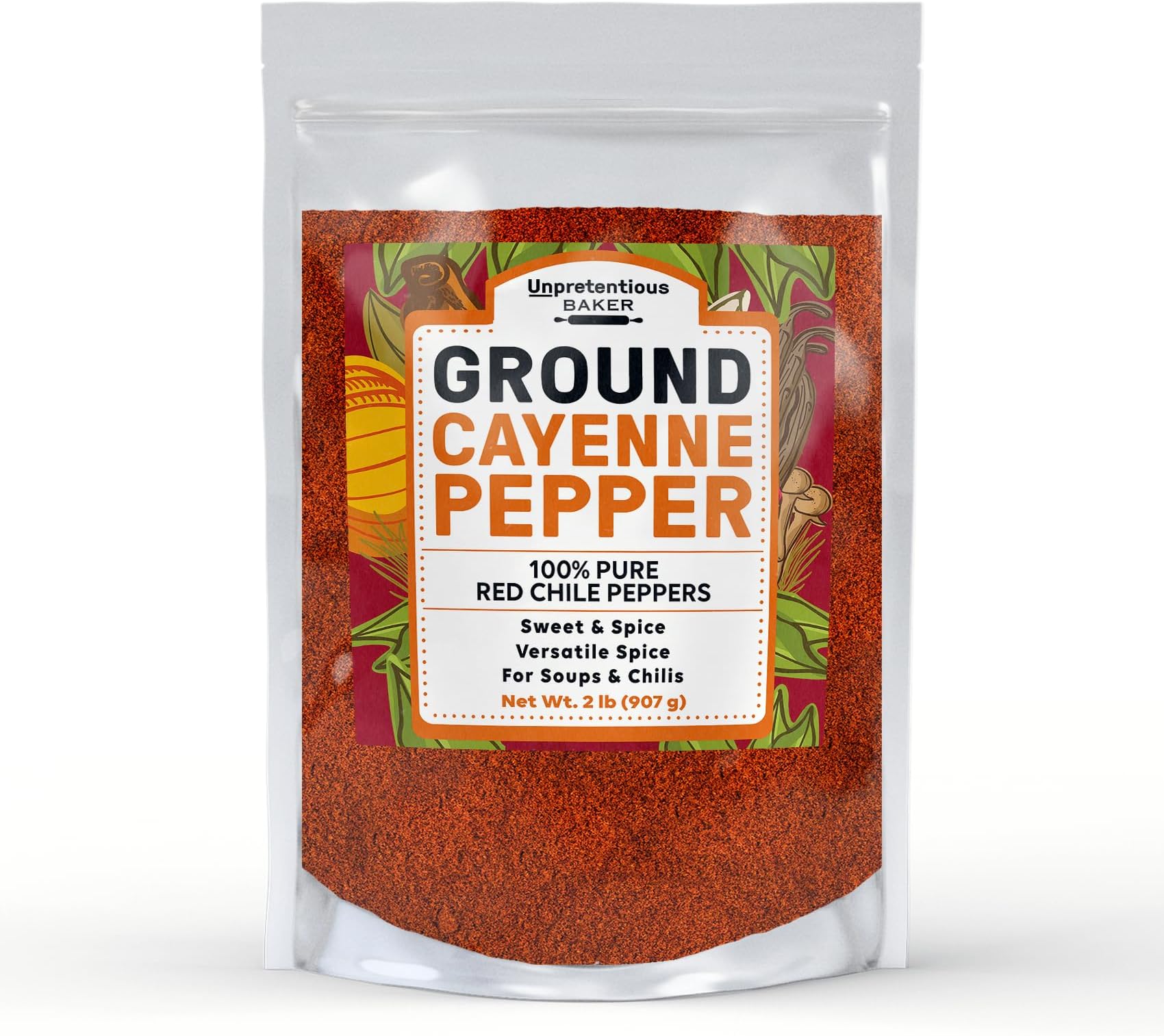Unpretentious Cayenne Pepper Ground, Spicy Flavor, Tacos, Soups, Sauces, Restaurant Quality (2 Pound)