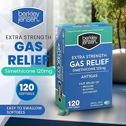 Miniatura 2 de Berkley Jensen Cápsulas blandas extra fuertes para alivio de gases, de acción rápida y efectiva, 125 mg de simeticona, cápsulas blandas - Malestar