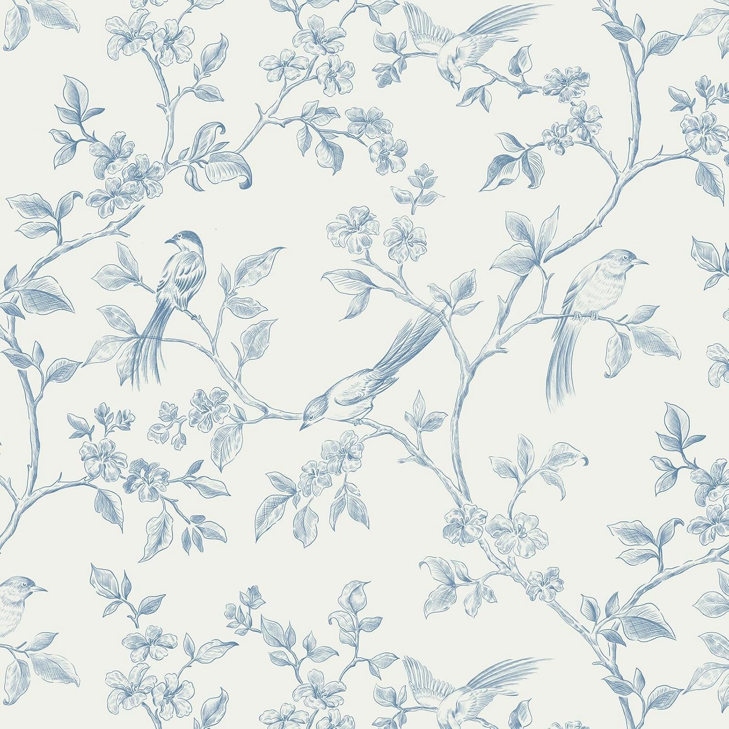 Film adhésif imperméable fleurs et oiseaux pour salon 10m