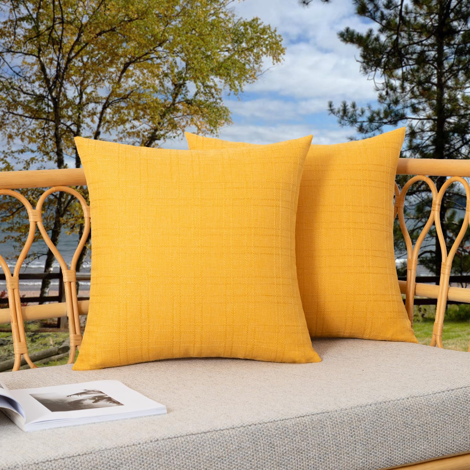 Kevin Textile Pack of 2 Outdoor Waterproof Pillow Covers Decorative Farmhouse Throw Pillow Covers Couch Pillow Covers Spring for Patio Tent Bed Sofa
