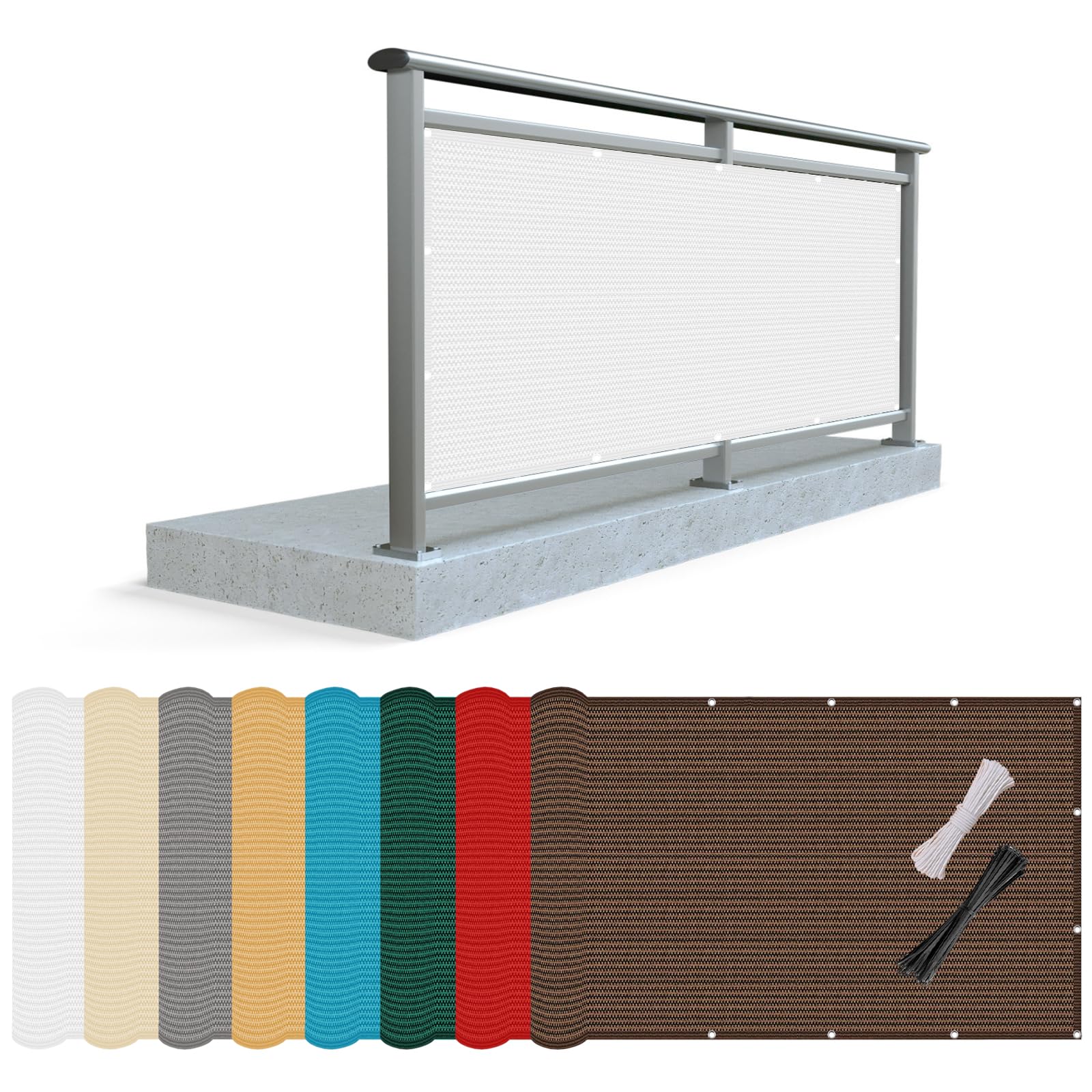 Brise vue balcon 215 x 900 cm pare-soleil extérieur blanc avec 90% d'ombrage jardin