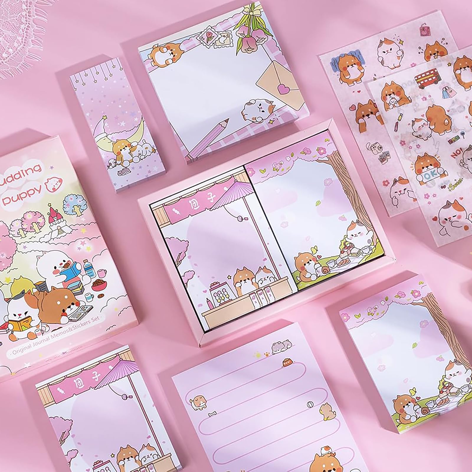 Doraking 250Sheets Cute Cartoon Dog Memo Notes Writing Pads Scrapbook Decorations TODO List for Planning with 2 Sheets