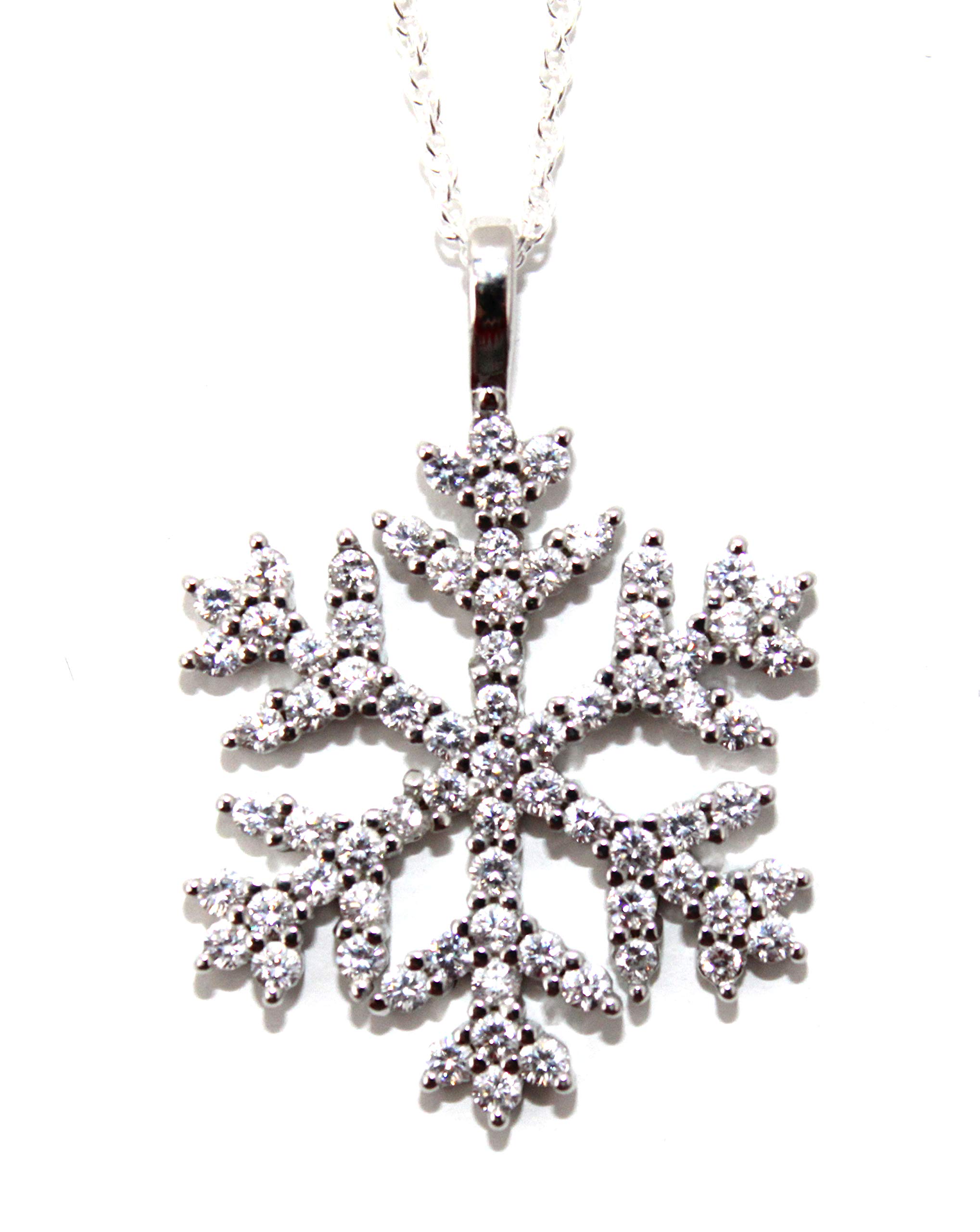 Catherine's C O L L E C T I O NSilver Cubic Zirconia Christmas Winter Snowflake Pendant Necklace (Chain Length 45.75cm/ 18")