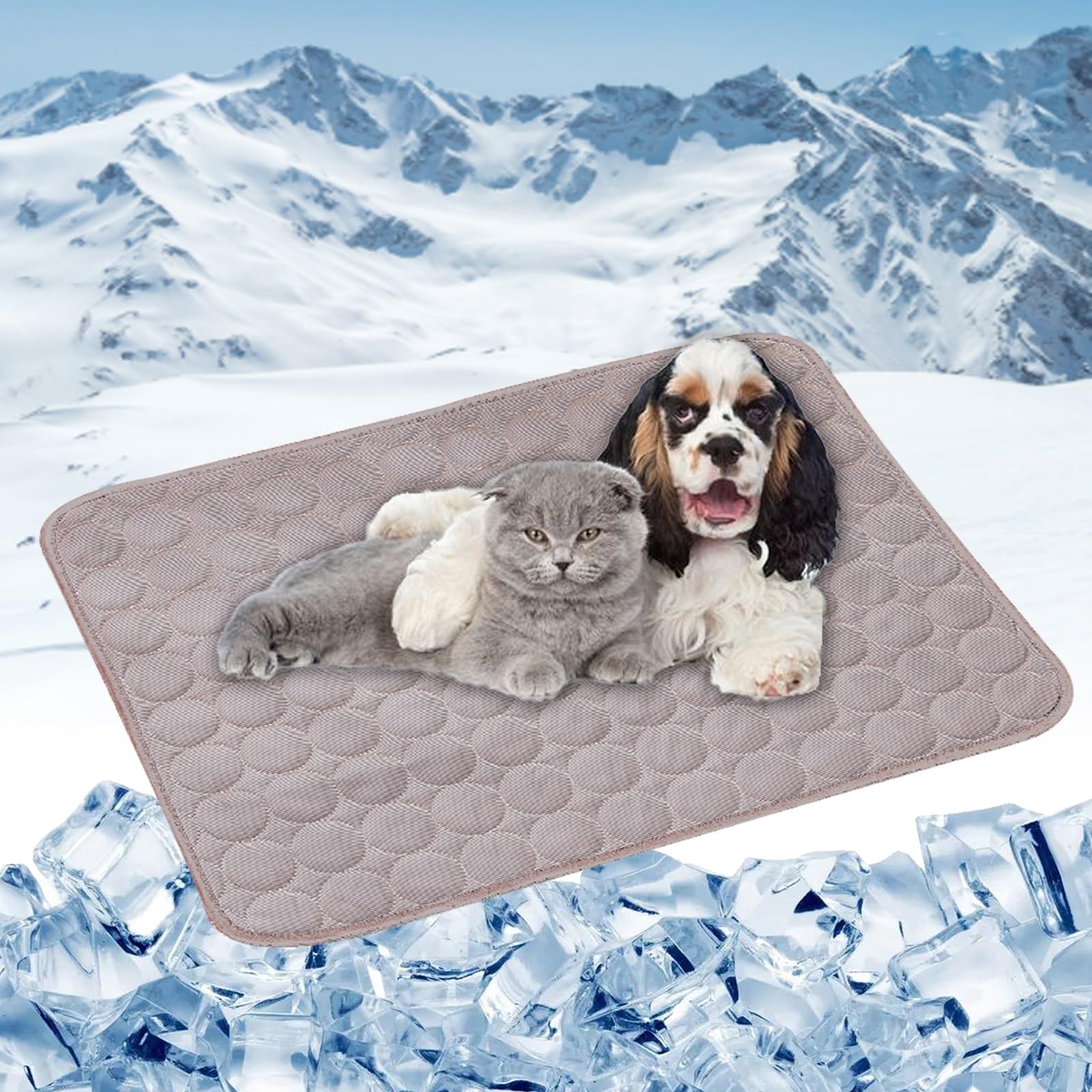 Tapis rafraichissant pour chats et chien LONGCAO coussin gel marron
