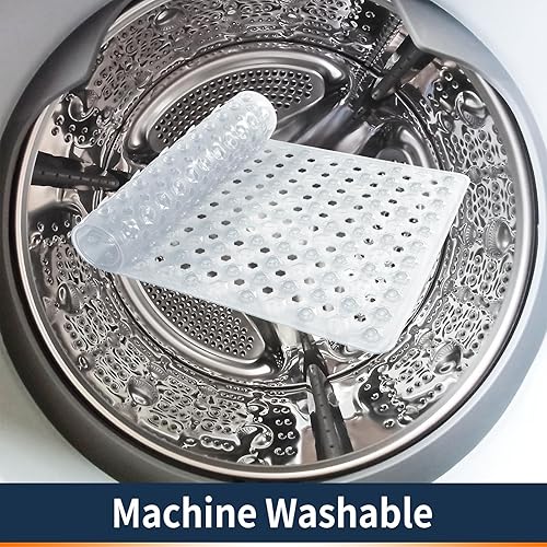 Miniatura 6 de Yimobra Tapete para bañera antideslizante, 27.5 x 15.5 pulgadas, lavable a máquina, suave para los pies, tapete de baño con agujeros de drenaje y