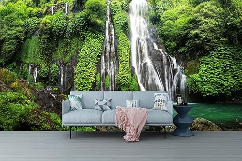 Miniatura 5 de FLFK Murales de pared 3D en cascada de paisaje natural, papel tapiz autoadhesivo extraíble, póster de pared grande para sala de estar y dormitorio,