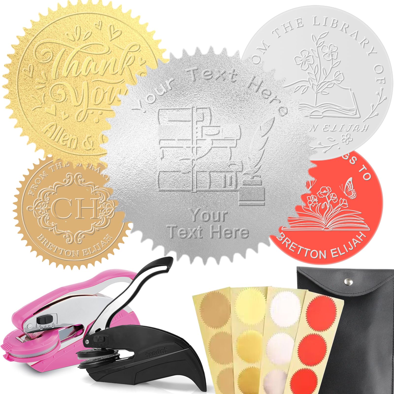 Book Embosser Personalised Stamp Custom Book Embosser Customised Personal Seal Book Text Logo from The Library Floral Ex Libris Book Lover Gift