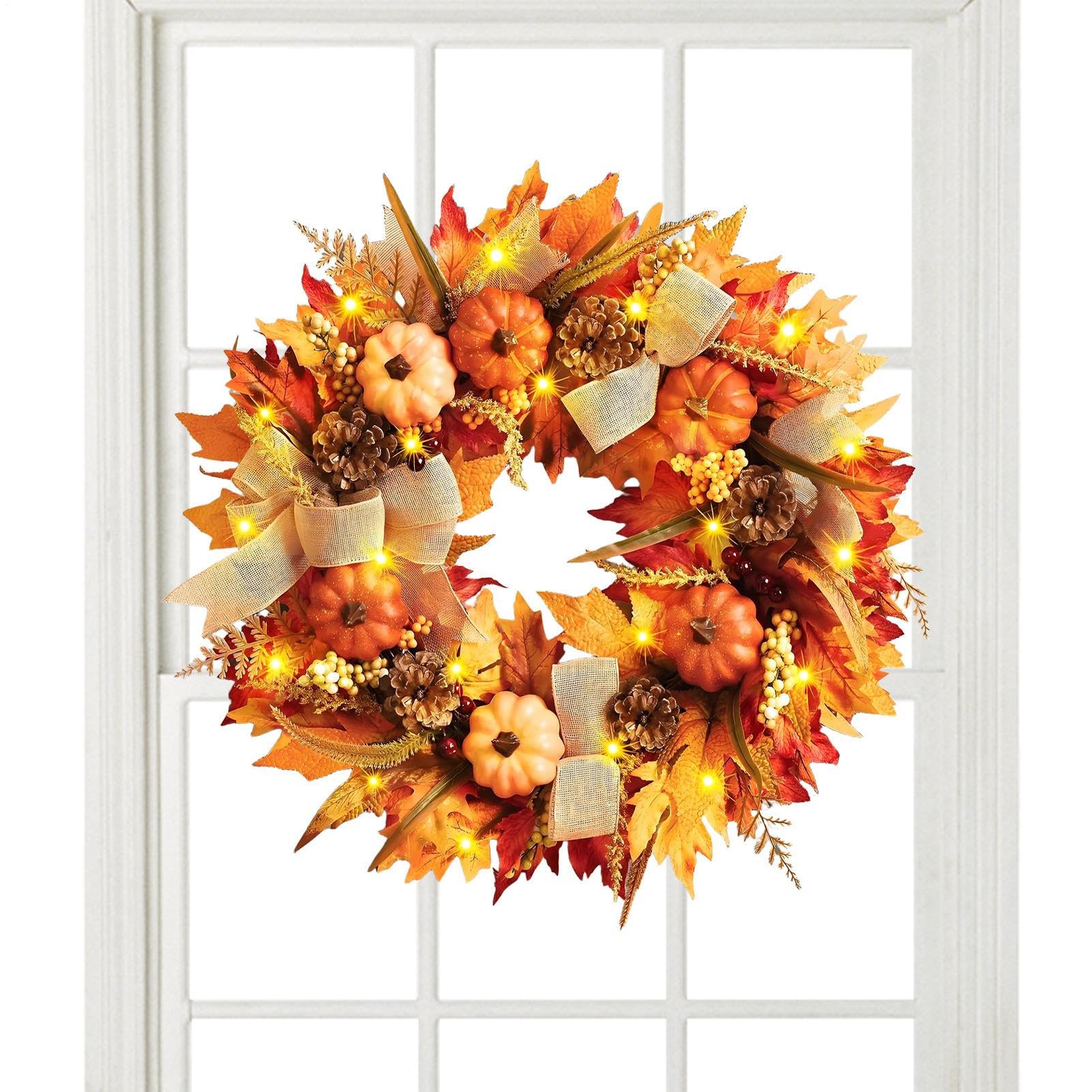 Ghirlanda autunnale raccolto foglie d'acero bacche 45 cm