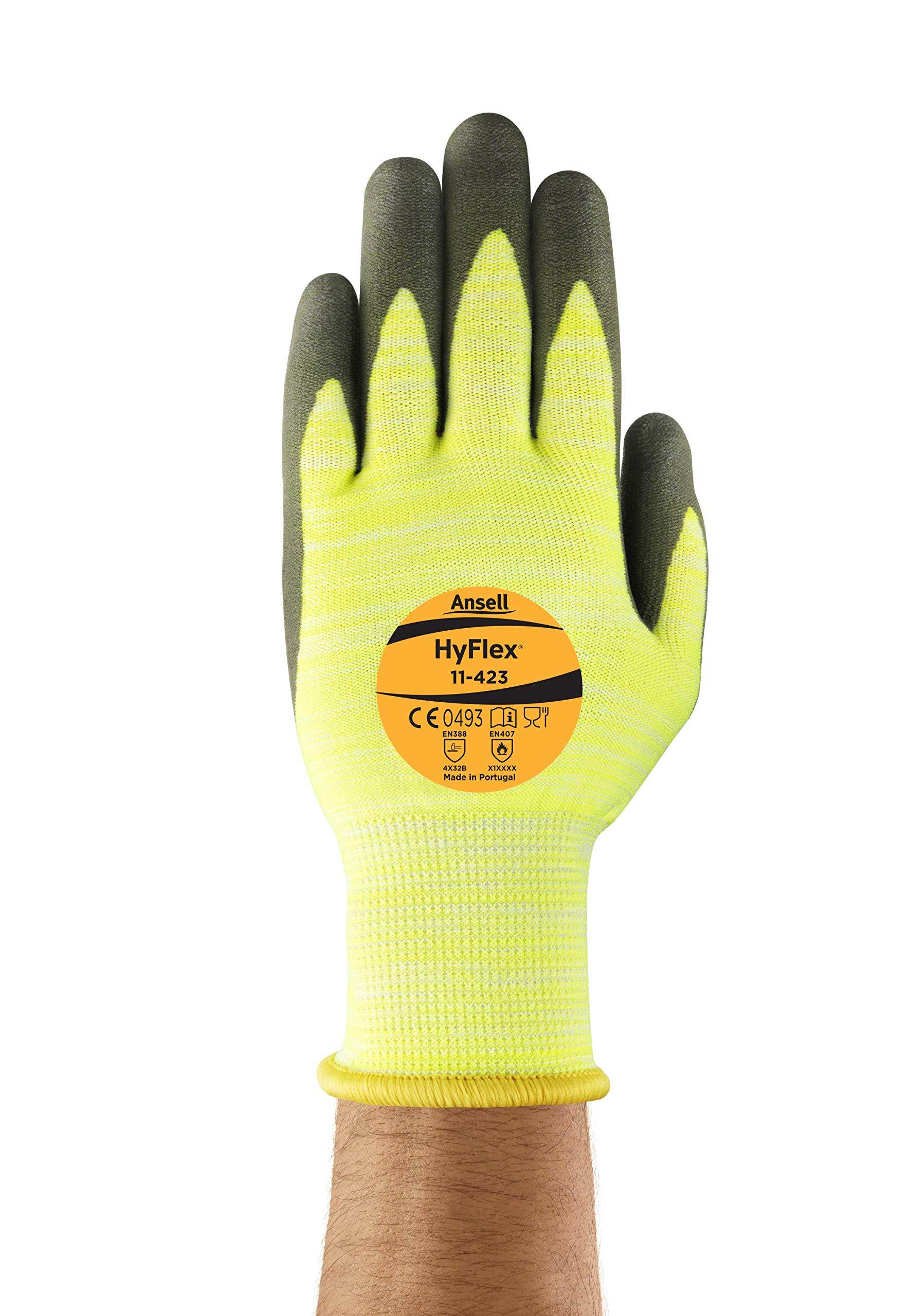 Ansell HyFlex 11-423 Schnittfester Arbeitshandschuhe, Mechanikschutz, Exzellente Abriebfestigkeit, Hitzebeständigkeit, Silikon-Frei, Größe XL (12 Paar)