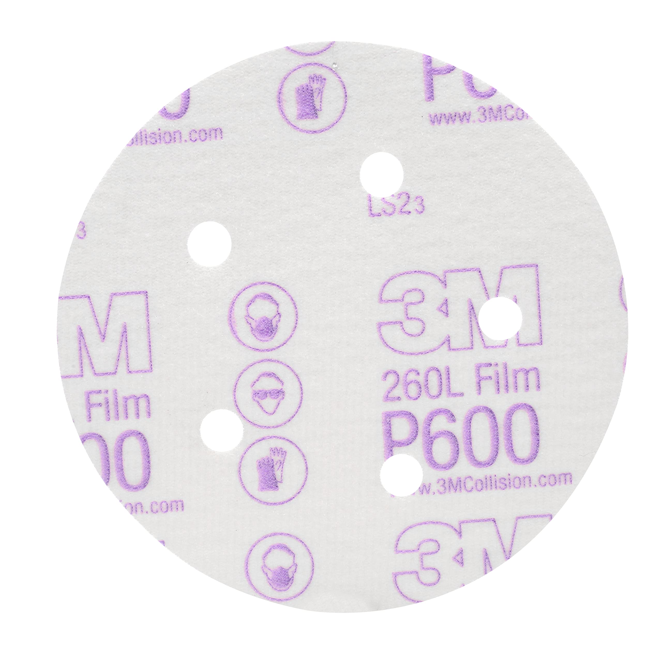 3M Hookit Finishing Film Abrasive Disc 260L, 01055, 5 in, Dust Free, P600, 100 Discs per Pack