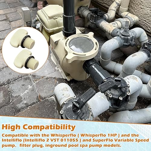 Miniatura 4 de 071131-192115 Reemplazo para piezas de bomba de piscina Whisperflo e Intelliflo Tapones de drenaje con junta tórica, paquete de 2