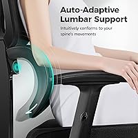 Vista 4 de Silla de Oficina Ergonómica de Respaldo Alto Silla de Escritorio con Soporte Lumbar, Silla de Computadora de Malla Transpirable con Reposabrazos