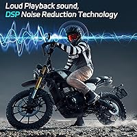 Vista 7 de Casco de motocicleta Bluetooth con altavoz para casco de exterior, con cancelación de ruido, auriculares inalámbricos Bluetooth ultrafinos