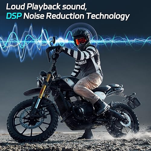 Miniatura 7 de Casco de motocicleta Bluetooth con altavoz para casco de exterior, con cancelación de ruido, auriculares inalámbricos Bluetooth ultrafinos para