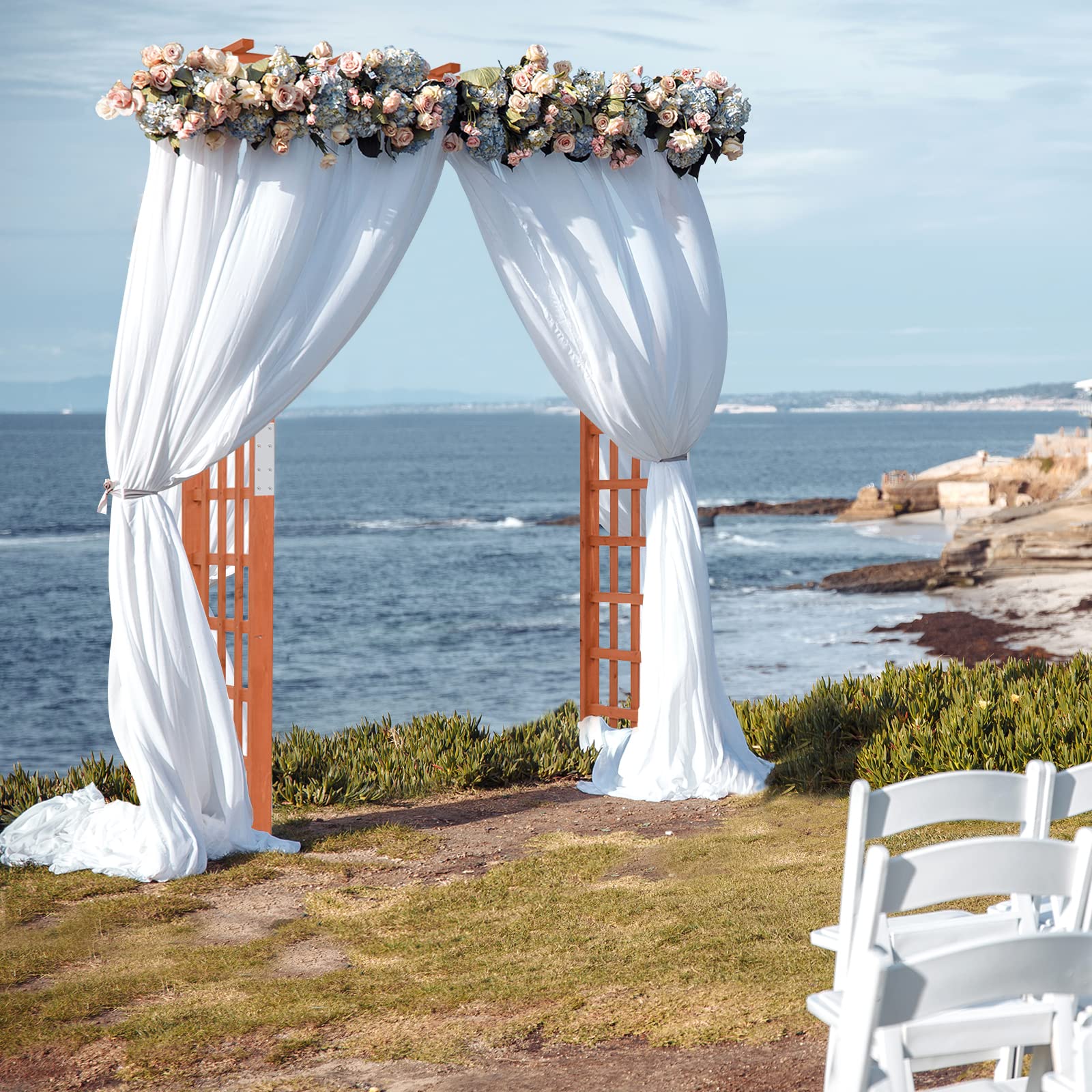 GOPLUS Rosenbogen Holz, Gartenbogen Pergola mit Rankhilfe für Kletterpflanzen, Torbogen Holzbogen Rankgitter Hochzeitsbogen Rankbogen für Hochzeit & Party, 160 x 60 x 215 cm, Natur