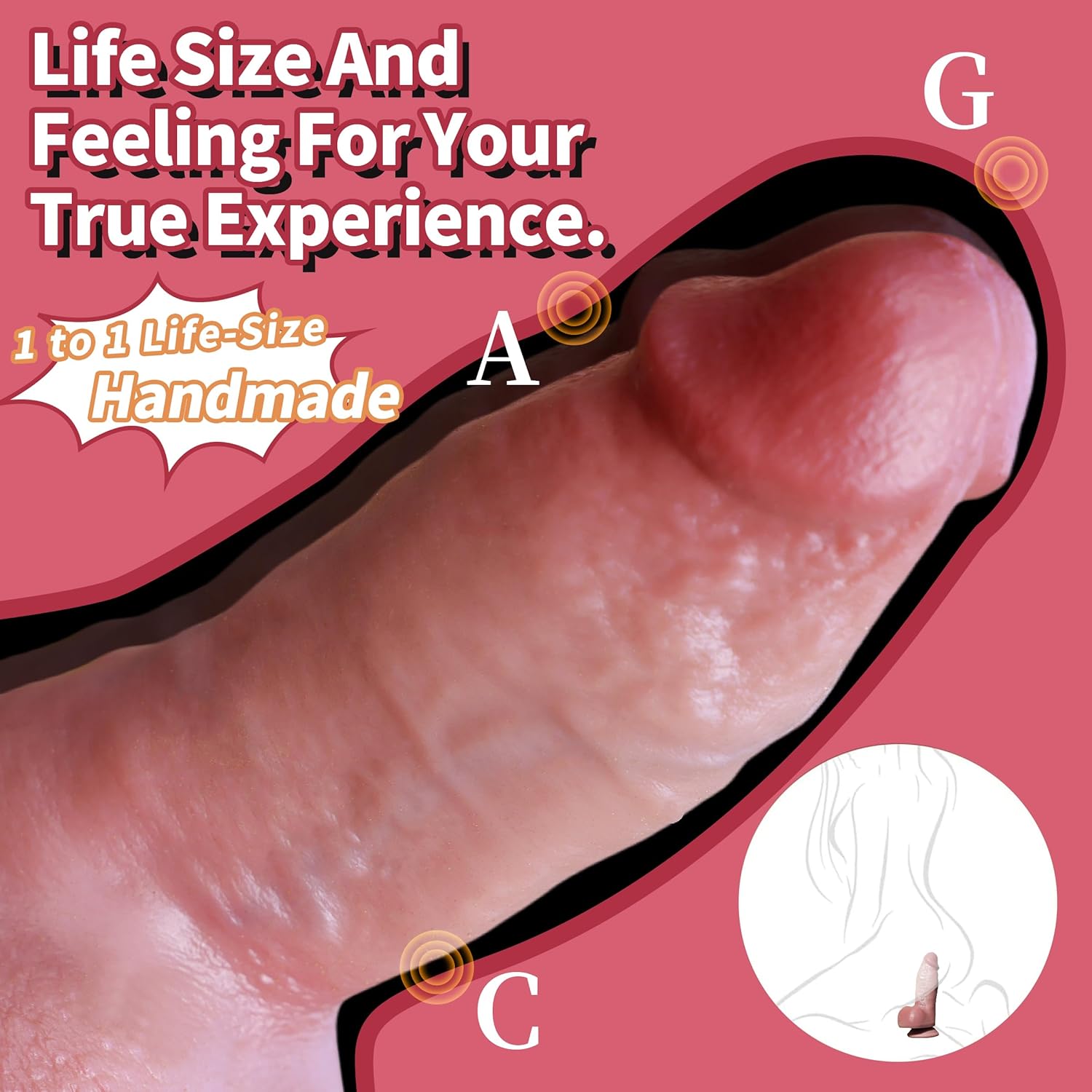 5.51'' Reproduction Realistic Soft Silicone Dildos for Beginners, Handmade Thick Adult Anal Sex Toys with Powerful Suction Cup, Lifelike G-Spot Penis Real Skin Cock Gay Dildo for Women Men & Couples.