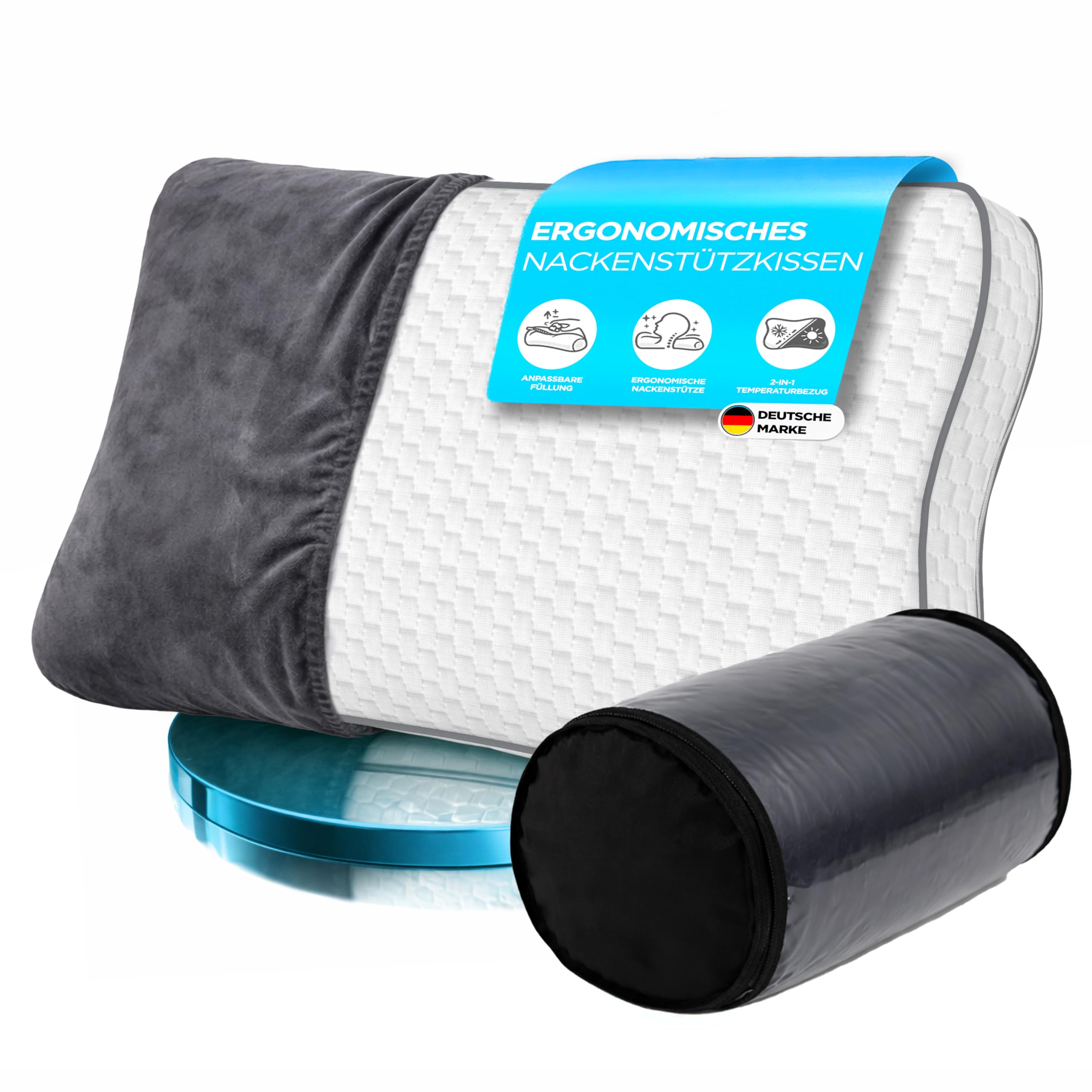 Sleep Good - Seitenschläferkissen mit Memory Foam Füllung - Ergonomisches Kopfkissen - Premium Nackenstützkissen - Orthopädisches Kissen - Bequemes Schlafkissen & Nackenkissen