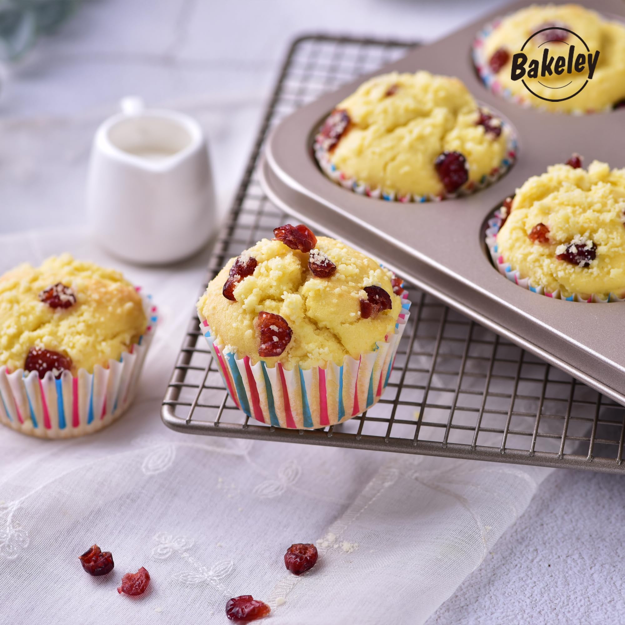 Muffin-Kuchenform, 12 Mulden, antihaftbeschichtet, Cupcake-Form zum Backen im Ofen (Champagnergold)