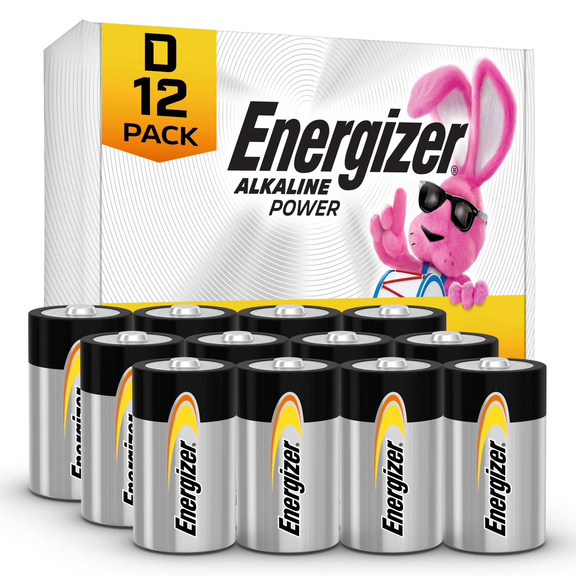 Energizer Alkaline Power D Batteries 12 Count (Pack of 1), Long-Lasting Alkaline Size D Batteries