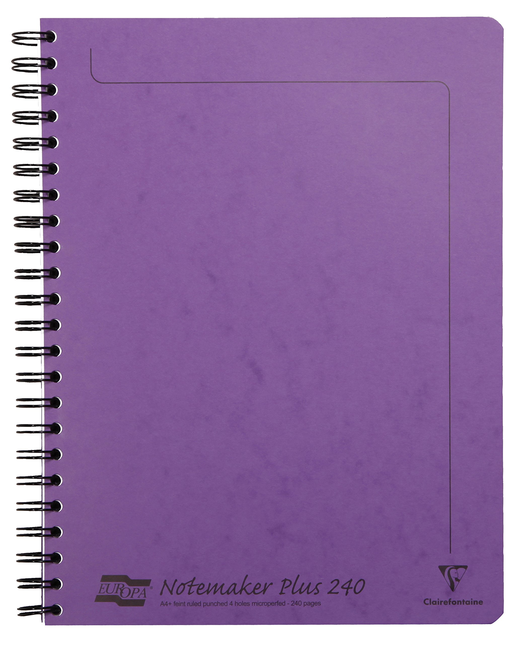 Clairefontaine - Ref 482/1131Z - Europa Notemaker Sidebound Notebook (120 Pages) - A4+ Size, 90gsm Brushed Vellum Paper, Micro-Perforated Sheets, Lined Rulings - Lilac